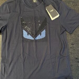 Fendi Men's Dark Blue Graphic Tee